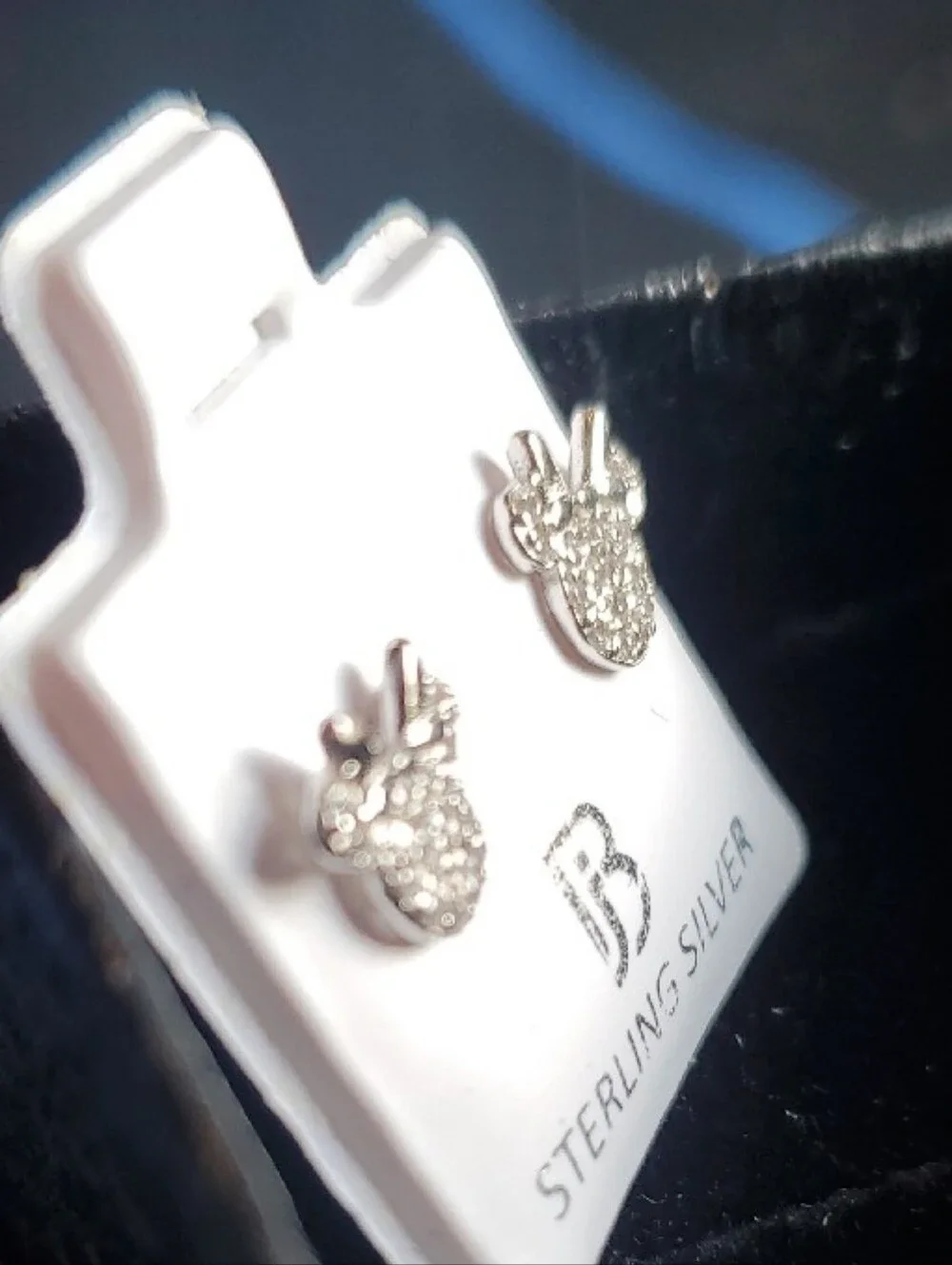 Sterling Silver Crystal Mouse Stud Earrings - Silver